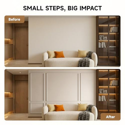 INMOZATA Pre-Cut Peel and Stick Wall Molding Wainscoting Panels 87"x134" - size: 63" x 31",63" x 72"
