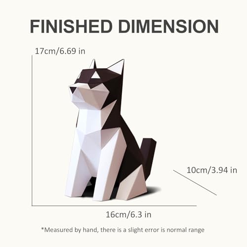 Husky 3D Origami Paper Craft Kit, Easy DIY Pre-Cut Dog Paper Sculpture Model for Adults, Cute Animal Handmade Home Decor Papercraft Gift Set for Beginners