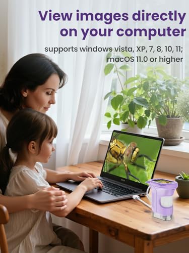 Microscope for Kids, 2.4 Inch Digital Microscope with 1000X Magnification, Handheld Camera Mini Pocket Magnifying Glass, Educational Birthday Gifts Toys for Ages 3+, Purple - color: Purple