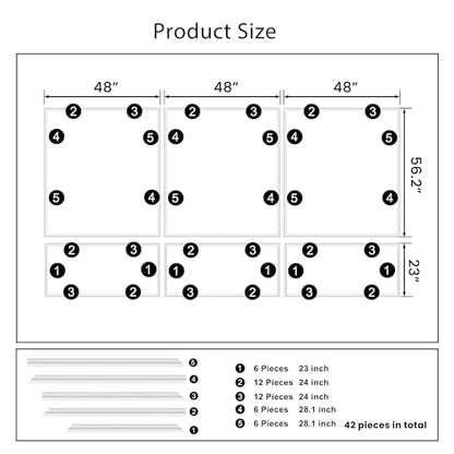 SMARTSTANDARD Precut Wall Molding Kit, Ready to Assemble, 6-Frame - color: White: Style 4