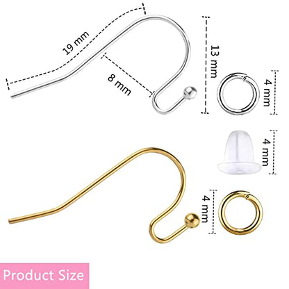 Earring Hooks,600pcs Hypoallergenic Earrings Making kit,Earring Finding