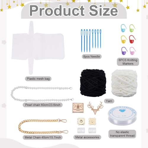 FREEBLOSS 2 Set DIY Plastic Canvas Mesh Bag Kit Blank Mesh Canvas Sheets for Embroidery Needlepoint Craft Kit Knit and Crochet Projects Handbag Making Accessories, Black and White