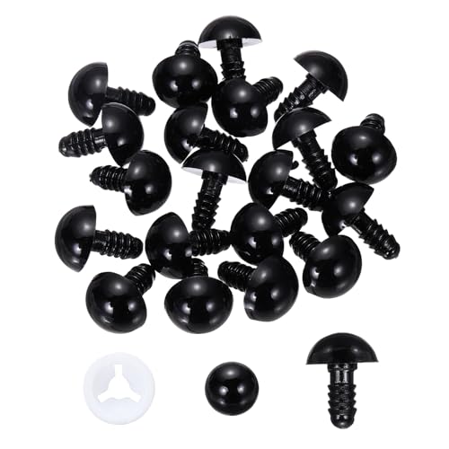PATIKIL 14mm Safety Eyes, 20 Pcs Plastic Craft Eyes with Protective Film with Washers for Stuffed Animals Crochet Toys Dolls DIY Craft Making, Black - size: 14mm