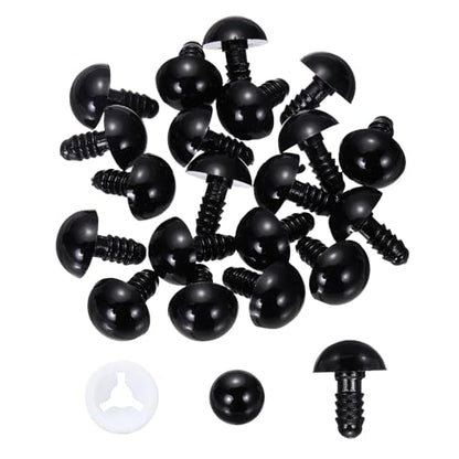 PATIKIL 14mm Safety Eyes, 20 Pcs Plastic Craft Eyes with Protective Film with Washers for Stuffed Animals Crochet Toys Dolls DIY Craft Making, Black - size: 14mm