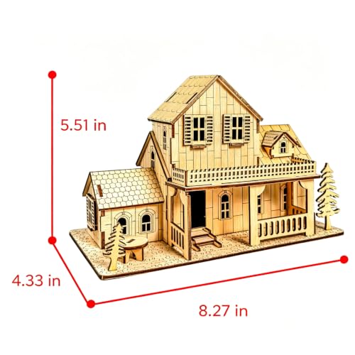 3D Wooden Puzzles for Adults, DIY Miniature Villa House Kit - color: Villa House