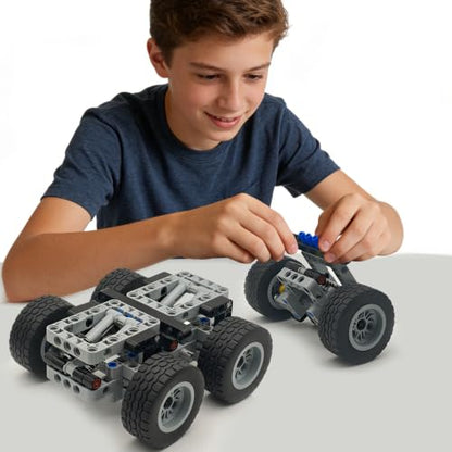 Technical Parts 6 Wheels Trailer Car Suspension Accessories with Tires 18.9x1.8 Inch MOC Parts Building Blocks DIY Replacement Spare Tech Kit Compatible with Major Brands