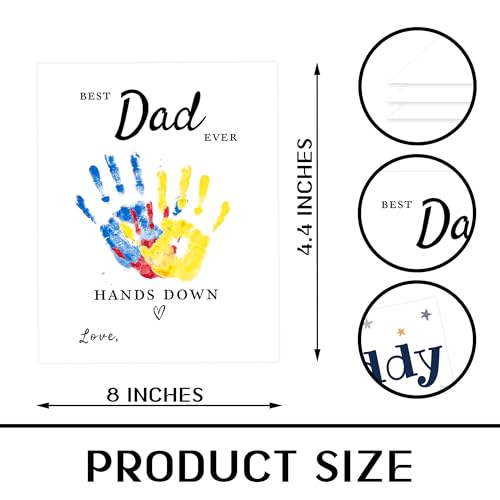 Fathers Day Crafts from Kids - Custom Handprint Set 3, Personalized Best Dad Ever Handprint Kit Family Handprint Craft Keepsake Personalized Fathers Day Dad Gifts from Kids Daughter Son for New Dad - color: Dadhandprintcard