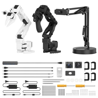 AI Robotic Arm Kit Hiwonder SO-ARM101 Embodied Imitation Learning Open Source 6-Axis Robot Arm 12 High-Torque Bus Servo Motors AI Vision Recognition (Advanced Kit, Included 3D Printed Part, Assembled)