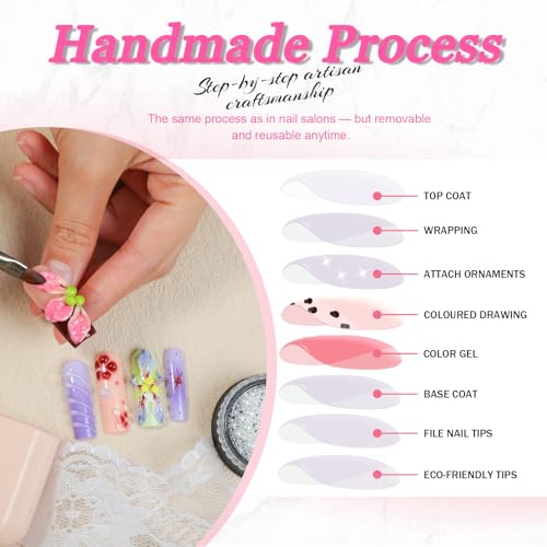 Luxury Gothic Press-On Nails Long Square Shape, Handmade XL Reusable Acrylic Nails with 3D Statue & Cross Charms, Blue Pink Gradient Full Cover Fake Nails for Women - color: Celestial Charm, size: M