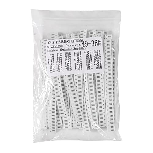 1500pcs 1206 Resistors Kit 60 Value 1206 SMD Capacitor 1206 Chip Resistor Assortment Kit 1% 1/4W 0.25W 0 ohm-10M ohm Resistors - style: 1206-1500pcs
