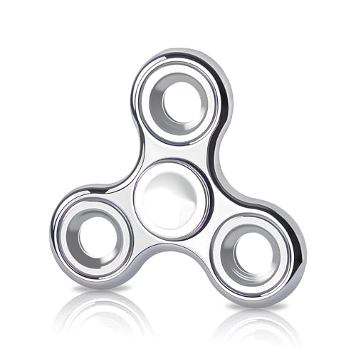 Fidget Toys Adults,Electroplated Metal Fidget Spinner Stress Reducer,High Speed 3-5 Min Quite Spins,Fidgets for Adults & Teens & Kids Age 6+(Silver) - color: Silver