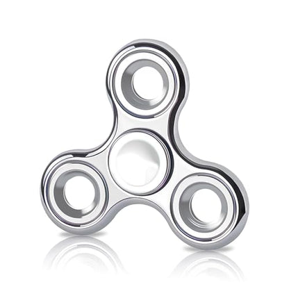Fidget Toys Adults,Electroplated Metal Fidget Spinner Stress Reducer,High Speed 3-5 Min Quite Spins,Fidgets for Adults & Teens & Kids Age 6+(Silver) - color: Silver