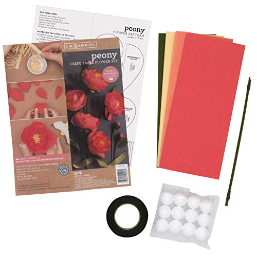 Lia Griffith Crepe Paper Flower Kit, Peony Flowers, Assorted Colors - style: Peony Flowers