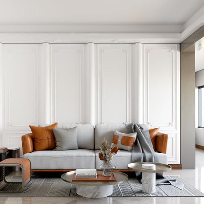 DoubleFill Wall Molding Kit Premade Molding Panel with Corner Accent, Retro - style: Fleur De Lis Style