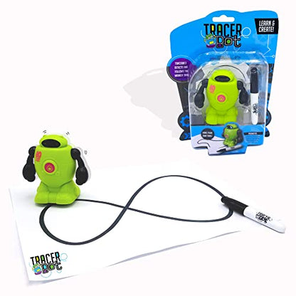 MUKIKIM TracerBot - Green – Mini Inductive Robot That Follows The Black Line You Draw. Fun, Educational, and Interactive STEM Toy with Limitless Ways to Play! Promotes Logic and Creativity Training - color: Green