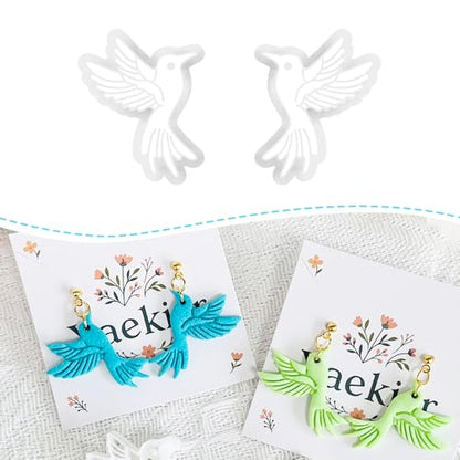 Xaekicr Hummingbird Polymer Clay Cutters for Earrings, 2PCS Clay Earring Cutters, Clay Tools and Molds for Jewelry DIY Making - color: K color