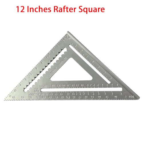 12 Inch Aluminum Rafter Square - Double-Sided Engraved Scales, Precision Carpentry Tool for Woodworking, Roof Pitch & Angle Marking - style: 12 Inch