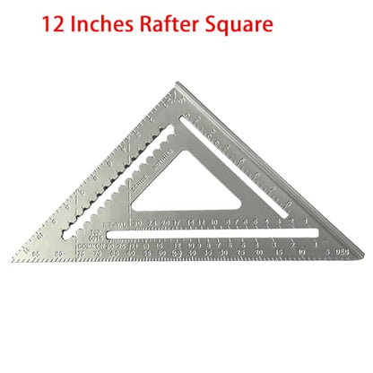 12 Inch Aluminum Rafter Square - Double-Sided Engraved Scales, Precision Carpentry Tool for Woodworking, Roof Pitch & Angle Marking - style: 12 Inch