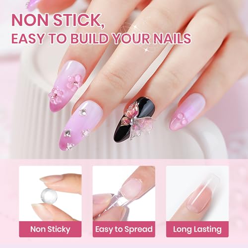 3d Sculpting Gel for Nail Art, Non-Stick Hand Solid Builder Gel - color: Clear&Mikly White&Aurora Pink