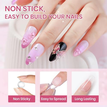 3d Sculpting Gel for Nail Art, Non-Stick Hand Solid Builder Gel - color: Clear&Mikly White&Aurora Pink