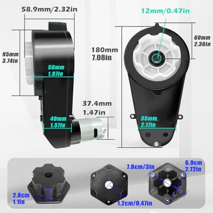 2Pack 24V RS555 40000RPM Fast Drive Motor Gearbox for Power Wheels Motor Upgrade,12V&18V&20V&24V High Speed Motors Gearbox Conversion Kit for Kids Ride on Toys Car Replacement Parts,Free Coupler