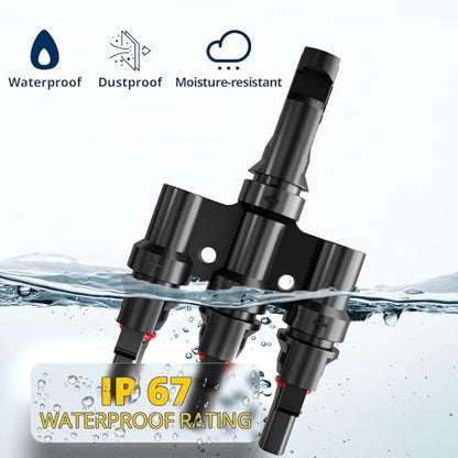 4PCS 1000V DC Solar Y Branch Connectors 2-Pair Set - size: 2Pair M/FFF+F/MMM