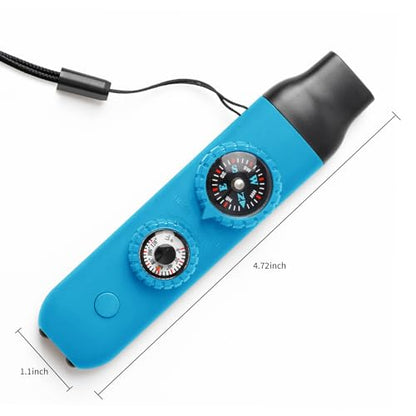Multifunctional Survival Emergency Whistle for with Compass Hiking Survival, Thermometer & Neck Lanyard | Emergency Safety Gear for Hiking, Camping, Kayaking, Boating, Climbing - color: bule2pcs