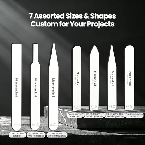 7pcs Hobby Model Glass File Kit for Gunpla, Scale Model 3D Print Polishing Tool #10000 Grit Ultra Fine Glass Mirror Sanding Files for Gundam Buidling, Plastic, Wood & Resin Parts - style: 7pcs Complete Kit