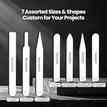 7pcs Hobby Model Glass File Kit for Gunpla, Scale Model 3D Print Polishing Tool #10000 Grit Ultra Fine Glass Mirror Sanding Files for Gundam Buidling, Plastic, Wood & Resin Parts - style: 7pcs Complete Kit