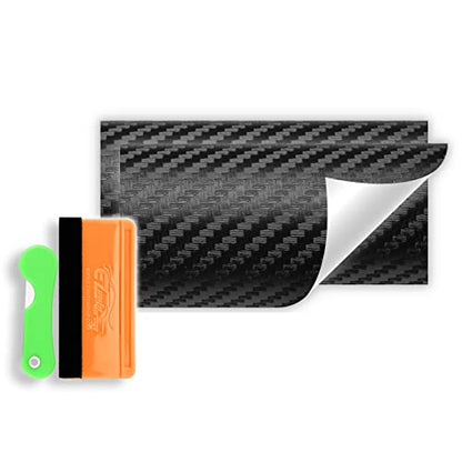 2Pcs 5"x10" Black 3D Carbon Fiber Textured Vinyl Wrap Compatible with Chevy Bowtie Emblem Overlay Matte Sticker Sheet Film Decal Front Rear Free Tool Kit - color: Black