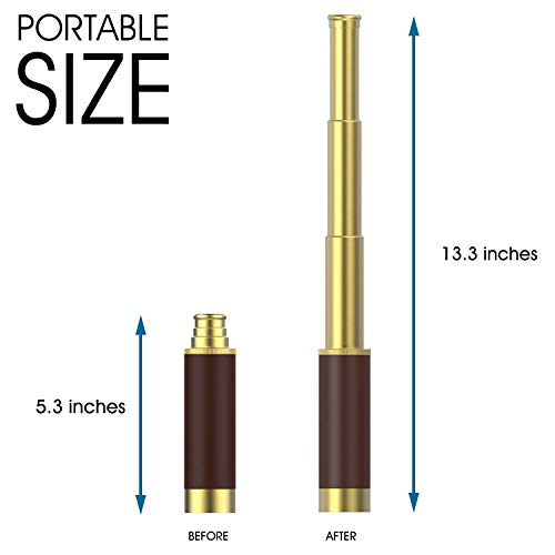 Pirate Monocular Telescope with Treasure Map Pocket Compass - Collapsible Spyglass for Party Accessory Set