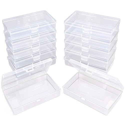 12 Pack Rectangular Clear Plastic Storage Containers - size: 5.3 x 3.1 x 1.18 inch