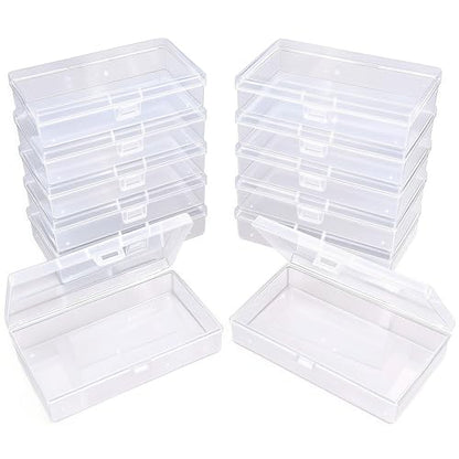 12 Pack Rectangular Clear Plastic Storage Containers - size: 5.3 x 3.1 x 1.18 inch