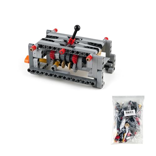 MOC Mechanical Transmission Gearbox Bundle – 5+1 & 6-Speed Manual Gear System, DIY Engineering Building Kit with Motor Function Compatibility, STEM Educational Model for Teens & Adults