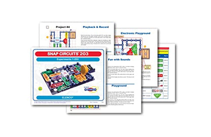 SNAP CIRCUITS 203 STEM Electronics Kit, 200+ Projects, Ages 8+