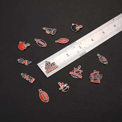 2200PCS+ Game Day Beads Charms for Bracelet Making Polymer Clay Beads Crystal Pearl Letter Gold Spacer Beads Football Charms for Game Day Bracelet Necklace Making DIY Crafts - color: Orange Navy