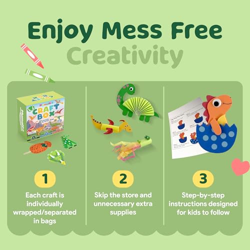 Mumaloo Kids Craft Kit – 10 Dinosaur Art Activities, Ages 4–8 - color: Dinosaur
