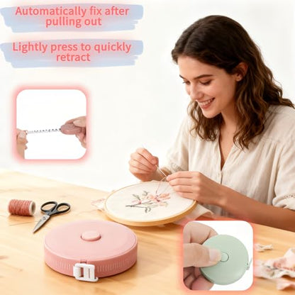 Retractable Measuring Tape Set,4-Pack Soft Tape Measure/Auto-Retracting, 60" 150cm Flexible Sewing Tailor Tape, Body Measuring Tape for Body & Fabric, Dual Scale with Inches & Centimeters