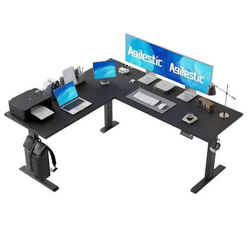 Agilestic L Shaped Electric Standing Desk Adjustable Height, 63 Inch, Black - color: Black, size: 63x55 Inch