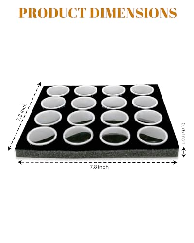 Novel Box 16 Medium Gem Jars with Black Foam Gemstone Tray 7.8X7.8X0.75 - color: Black Foam Liner with 16 Gem Jars