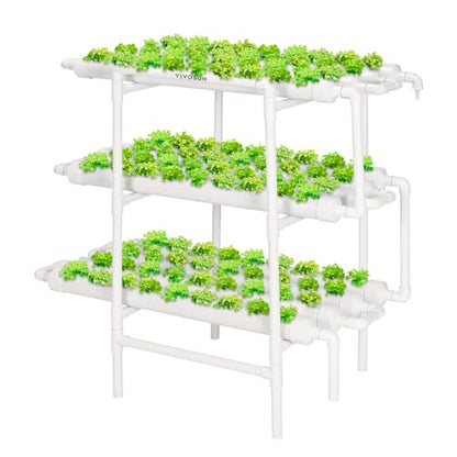 VIVOSUN Hydroponics Growing System 108 Plant Sites, 3 Layers 12 Food-Grade PVC-U Pipes Gardening System Grow Kit with Water Pump Timer, Nest Basket and Sponge for Leafy Vegetables - size: 108 Plant Sites