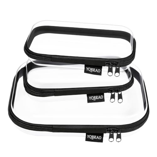 YQBRAO 3-Piece Clear Hard Shell Zipper Case Set, 1M 2S, Black - color: Black, size: MSS