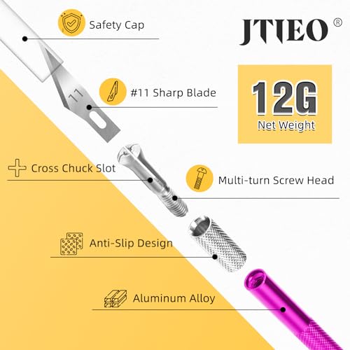 Exacto Knife,Craft Knife Hobby Knife 74 Pack with 4 Upgrade Sharp Hobby Knives and 70 Spare Knife Blades for Art, Scrapbooking,Stencil (Purple) - color: Purple