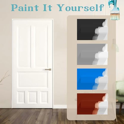 Door Jamb Frame Kit with Pre-Installed Hinges & Door Seal Strips & Handle, Primed Composite Door Frame Kit, Pine Wood, Left Handed, 81.65 in. x 4.57in. x 1.18 in - color: Black Hardware-Left Handed