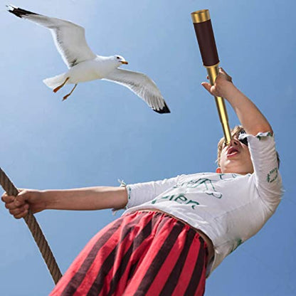 Pirate Monocular Telescope with Treasure Map Pocket Compass - Collapsible Spyglass for Party Accessory Set