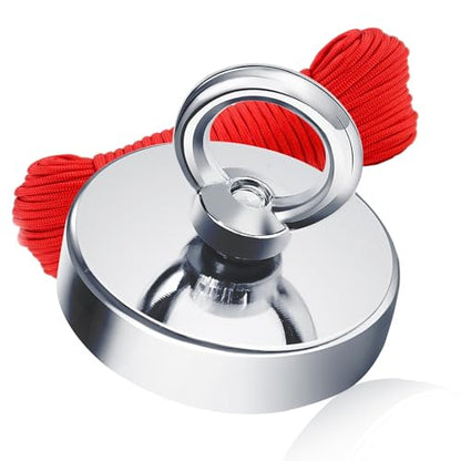 5.31"(135 mm) Fishing Magnet Kit- 1680lbs Large Strong Rare Earth Fish Magnets Heavy Duty with 65ft Rope, Super Neodymium High Power Magnet with Handle for Retrieving in Lake, Beach, Lawn(D135 Set) ﻿ - size: D135 Set