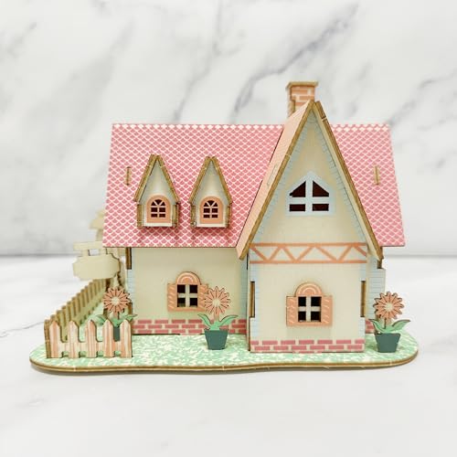 Log Cabin 3D Wooden House Puzzle,DIY Mini Building Model Kit，018 - color: 018