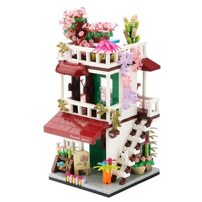 Mini House Building Kit, Street View Flower Shop Building Blocks for Adults - color: Flower Shop