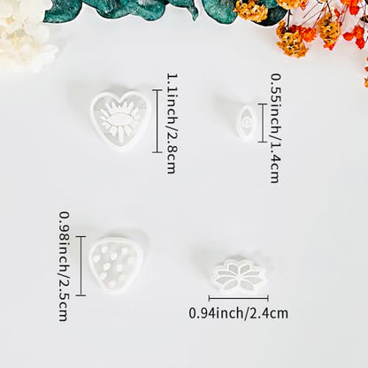 Xaekicr 4PCS Polymer Clay Cutters Set - Eye, Strawberry, Clover Heart Shape Clay Earring Cutters for DIY Jewelry Making, Clay Tools and Polymer Clay Molds - color: 2A color