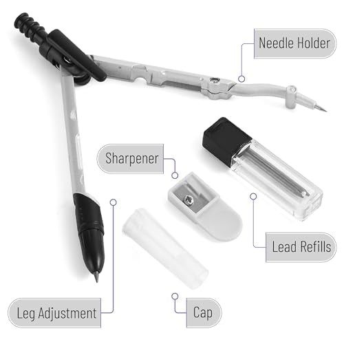 Mr. Pen- Convertible Compass, Extra Lead Refills, Compass Geometry Tool